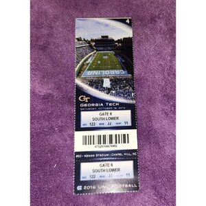 2014 UNC NORTH CAROLINA VS georgia tech FOOTBALL TlCKET STUB 10/18/14 122/JJ/11